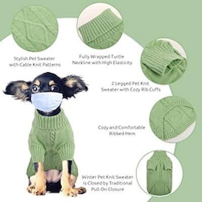 Small Dog Pullover Sweater Cold Weather Cable Knitwear Classic Turtleneck Thick Warm Clothes for Chihuahua Bulldog Dachshund Pug Yorkie Lightinthebox