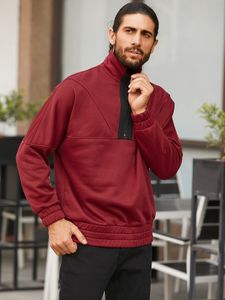 Men Fashion Half-Zip Polo Collar Sweatshirt