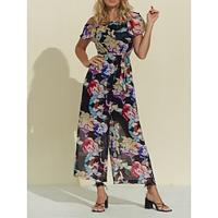 Chiffon Asymmetric Ruffled Floral Print Jumpsuit Lightinthebox