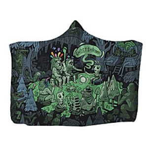 Graffiti autumn  winter hooded cloak with thick double plush digital print Lightinthebox
