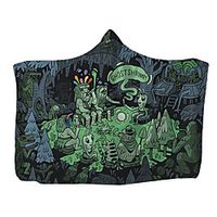 Graffiti autumn  winter hooded cloak with thick double plush digital print Lightinthebox - thumbnail