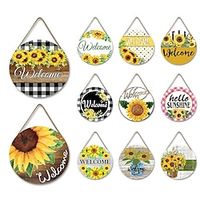 1pc Autumn Wood Wall Sign, Wooden Sunflower Pattern Round Plaque Sign Wall Decor Accessories, For Home Decor Room Decor Household Items 30x30cm/12''x12'' miniinthebox - thumbnail