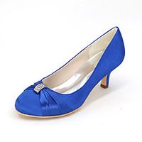Women's Wedding Shoes Kitten Heel Round Toe Satin Rhinestone Solid Colored White Purple Red Lightinthebox - thumbnail
