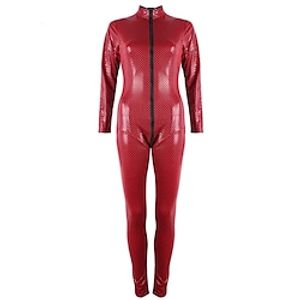 Zentai Suits Catsuit Skin Suit Motorcycle Girl Adults Faux Leather Cosplay Costumes Cosplay Women's Plaid Checkered Masquerade Lightinthebox