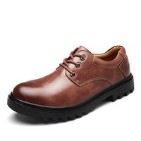 Men Genuine Leather British Style Lace Up Round Toe Casual Shoes