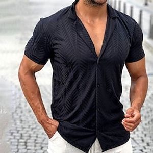 Men's Shirt Button Up Shirt Summer Shirt Camp Collar Shirt Cuban Collar Shirt Black Pink Blue Green Short Sleeve Floral Turndown Street Daily Button-Down Clothing Apparel Fashion Casual Comfortable miniinthebox