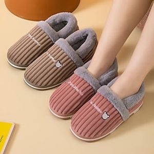 Women's Slippers Fuzzy Slippers Fluffy Slippers House Slippers Home Daily Indoor Fleece Lined Flat Heel Round Toe Plush Casual Comfort Cotton Loafer Solid Color Pink Dusty Rose Blue Lightinthebox