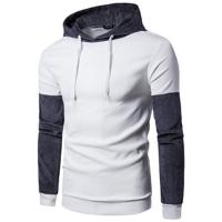 Mens Stylish Hit Color Corduroy Long Sleeve Casual Hooded Tops