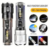 Solar Rechargeable Flash Light Zoomable Outdoor Super Bright LED Handheld Flashlight with USB and Solar Charging P50 Bead Telescopic Zoom for Camping Emergency Flashlight Fishing Hiking Lightinthebox