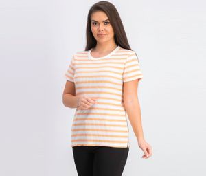 Womens Stripe Rib Tops  White/Pink/Gold