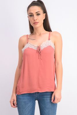 Womens Lace Detail Cami Top Pink Womens Lace Detail Cami Top Pink