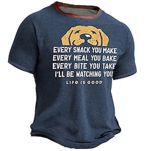 Graphic Dog Letter Daily Designer Retro Vintage Men's 3D Print T shirt Tee Sports Outdoor Holiday Going out T shirt Navy Blue Army Green Dark Blue Short Sleeve Crew Neck Shirt Spring  Summer Lightinthebox