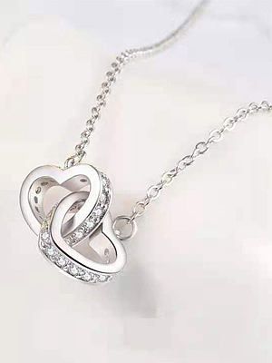 Double Heart Interlocking Love Necklace