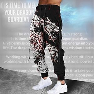 Dragon Guardian x LU | Men's Dragon Mythical Creature Dark Style Streetwear Sweatpants Lightinthebox