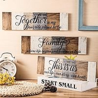 3pcs/set Sign Rustic Room Decor Wooden Signs Hang Together On Wall Living Room Kitchen Bedroom Laundry Bathroom Office House Insulation miniinthebox