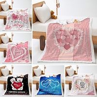 Printed Blanket Lamb Fleece Double-layer Warm Blanket for Living Room Bedroom Wedding Season Love Valentine's Day 3D Digital Printing and Thicker Lamb Fleece Crystal Fleece Blanket Cover Lightinthebox - thumbnail