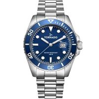 Tornado Men's Japan Quartz Movement Watch, Analog Display and Stainless Steel Strap - T22001-SBSN, Silver