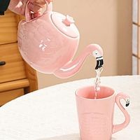 Flamingo Teapot - Ceramic Flower Pot for Tea, Coffee, and Water - White Bone China Gift for Tea Tasting and Gifting Lightinthebox - thumbnail