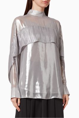 Metallic Pleated Blouse Metallic Pleated Blouse