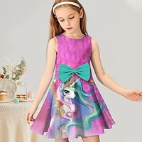 Girls' 3D Unicorn Dress Sleeveless 3D Print Fall Daily Holiday Vacation Casual Beautiful Kids 3-12 Years Swing Dress A Line Dress Tank Dress Above Knee Polyester Regular Fit Lightinthebox - thumbnail