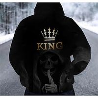 Men's Pullover Hoodie Sweatshirt Black Hooded Skull Graphic Prints Print Daily Sports 3D Print Basic Streetwear Designer Spring   Fall Clothing Apparel Hoodies Sweatshirts  Long Sleeve Lightinthebox - thumbnail