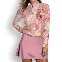 Women's Polo Shirt Golf Shirt Breathable Quick Dry Moisture Wicking Long Sleeve Golf Apparel Golf Clothes Regular Fit Zipper Stand Collar Paisley Spring Autumn Tennis Golf Pickleball miniinthebox - thumbnail