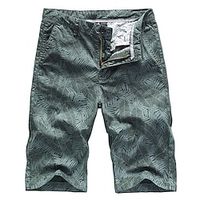 Men's Chino Shorts Bermuda shorts Work Shorts Pocket Print Plants Comfort Outdoor Daily Going out Fashion Streetwear Army Green Khaki miniinthebox - thumbnail