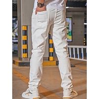Men's Trousers Chinos Chino Pants Zipper Button Pocket Plain Comfort Breathable Outdoor Daily Going out Cotton Blend Fashion Casual White miniinthebox