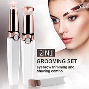 Facial Hair Removal for Women Rechargeable Hair Remover 2 in 1 Eyebrow Trimmer and Face Shavers for Women Hair Removal for Eyebrows Peach Fuzz Lips Arms with Light Lightinthebox
