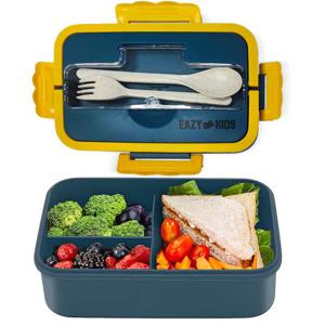 Eazy Kids Wheat Straw Leakproof Eco - Friendly Bento Lunch Box - Blue - 1500ml