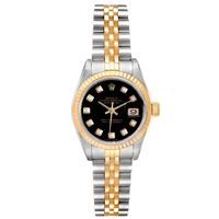Datejust Steel Yellow Gold Black Diamond Dial Ladies Watch 69173 - thumbnail