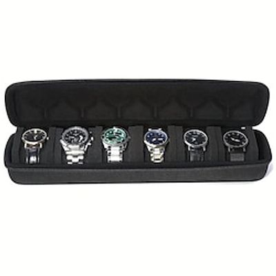 Hard-Shell 6 Slots Watch Storage Case For Travel And Home Organization, With Soft Watch Pillow miniinthebox