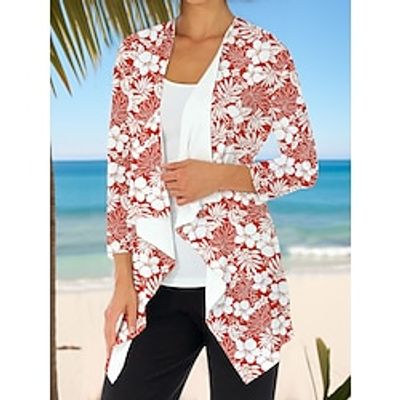 Women's Open Front Jacket Casual Spring Jacket Floral Print Summer Vacation Outerwear Long Sleeve Lightinthebox Women's Open Front Jacket Casual Spring Jacket Floral Print Summer Vacation Outerwear Long Sleeve Lightinthebox