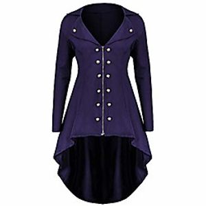 doric ladies overcoat and jackets, women's fashion button zipper long sleeve tunic plus size irregular hem turn-down collar novelty coat purple Lightinthebox