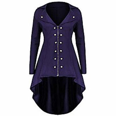 doric ladies overcoat and jackets, women's fashion button zipper long sleeve tunic plus size irregular hem turn-down collar novelty coat purple Lightinthebox