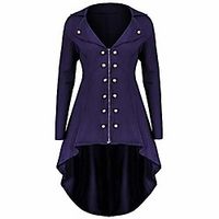 doric ladies overcoat and jackets, women's fashion button zipper long sleeve tunic plus size irregular hem turn-down collar novelty coat purple Lightinthebox - thumbnail