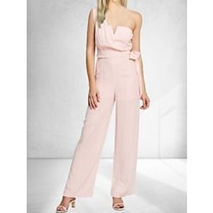 Women's Jumpsuit Drawstring Solid Color Strapless Elegant Holiday Going out Straight Loose Fit Strap Sleeveless Pink S M L Summer Lightinthebox