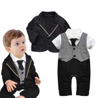 2pcs Formal Baby Boy Romper with Coat