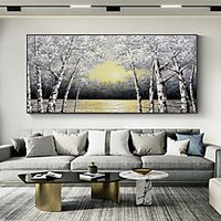 Handmade Oil Painting Canvas Wall Art Decoration Abstract  Landscape  PaintingBirch Forest for Home Decor Rolled Frameless Unstretched Painting miniinthebox - thumbnail