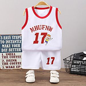 Kids Boys' Tank  Shorts Clothing Set 2 Pieces Sleeveless Blue Yellow Gray Letter Print Sports Casual / Daily Comfort Sports Regular 3-10 Years miniinthebox