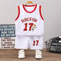 Kids Boys' Tank  Shorts Clothing Set 2 Pieces Sleeveless Blue Yellow Gray Letter Print Sports Casual / Daily Comfort Sports Regular 3-10 Years miniinthebox - thumbnail