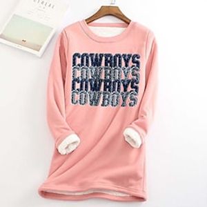 Women's Sweatshirt Pullover Sherpa Fleece Teddy Blue Pink Beige Graphic Leopard Dallas Cowboys Street Round Neck Long Sleeve Fleece S M L XL XXL 3XL Lightinthebox