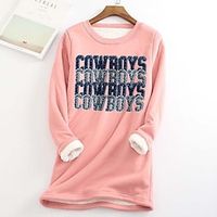 Women's Sweatshirt Pullover Sherpa Fleece Teddy Blue Pink Beige Graphic Leopard Dallas Cowboys Street Round Neck Long Sleeve Fleece S M L XL XXL 3XL Lightinthebox - thumbnail