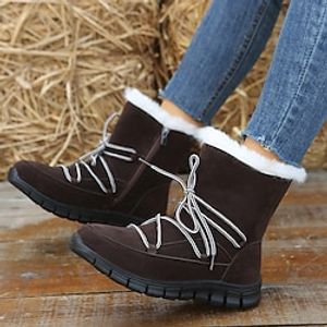 Women's Boots Platform Boots Snow Boots Waterproof Boots Outdoor Work Daily Fleece Lined Booties Ankle Boots Zipper Wedge Heel Round Toe Elegant Vintage Casual Faux Leather Zipper Black Brown miniinthebox