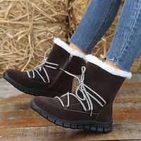 Women's Boots Platform Boots Snow Boots Waterproof Boots Outdoor Work Daily Fleece Lined Booties Ankle Boots Zipper Wedge Heel Round Toe Elegant Vintage Casual Faux Leather Zipper Black Brown miniinthebox