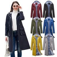 Women's Parka Waterproof Jacket Rain Jacket Raincoat Winter Outdoor Windproof Breathable Quick Dry Lightweight Outerwear Hooded Windbreaker Black Trench Coat Top Hunting Fishing Climbing Lightinthebox - thumbnail