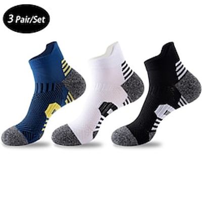Men's 3 Pack Multi Packs Socks Ankle Socks Running Socks Casual Socks Black White Color Color Block Sports Outdoor Casual Daily Basic Medium Spring Fall Fashion Lightinthebox