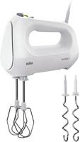 Braun MultiMix 1 Hand Mixer, Extra Lightweight, 400 Watts, 4 Speeds, Multi Whisk Beater, Dough Hooks, Easy Click, Small & Compact, White - HM 1010 WH