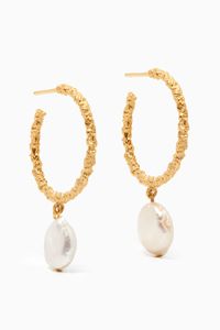 Bianca Hoop Drop Earrings in 24kt Gold-Plated Bronze