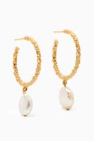 Bianca Hoop Drop Earrings in 24kt Gold-Plated Bronze - thumbnail